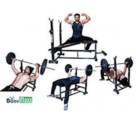 Body Maxx Incline Decline Flat Abs Multi 4 In 1 Bench Press With 2 Kg X 2 PVC Dumbells 